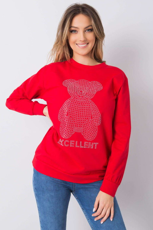 Punane Darla aplikatsiooniga dressipluus