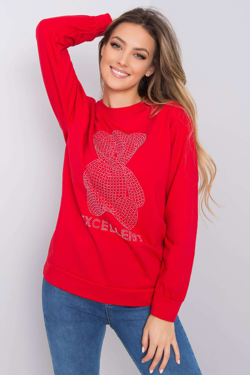 Punane Darla aplikatsiooniga dressipluus