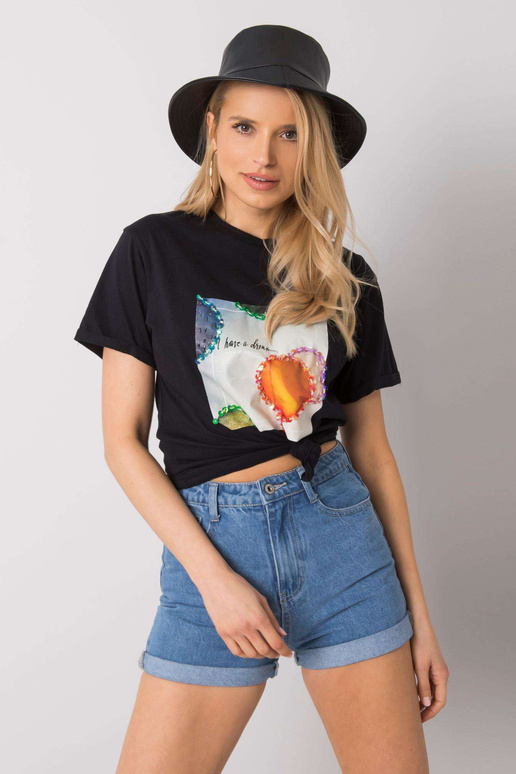 Must Vesna aplikatsioonidega T-särk Must Vesna aplikatsioonidega T-särk