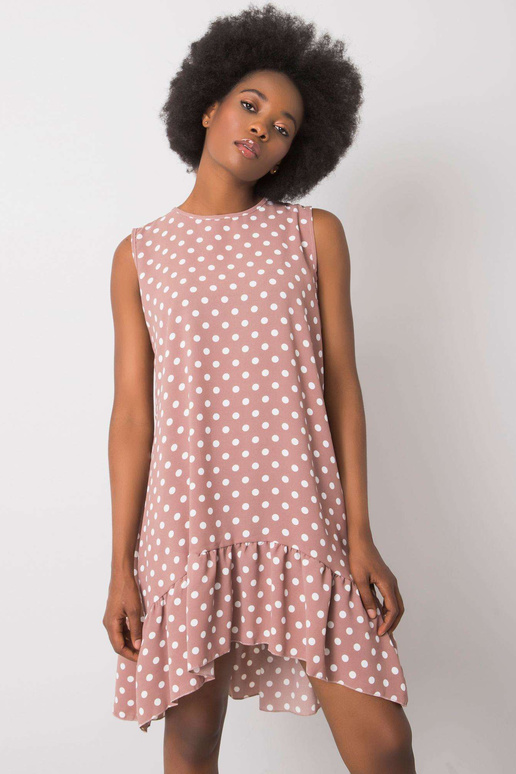 Määrdunud roosa täpiline kleit...