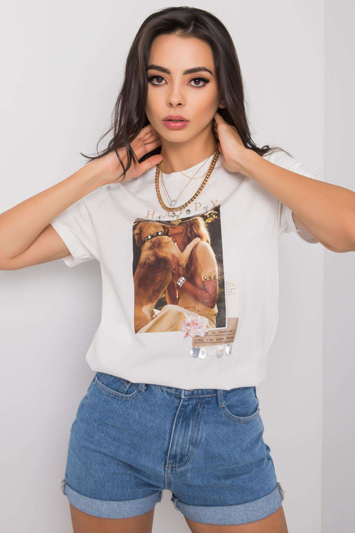 Valge Rosalie aplikatsiooniga T-särk Valge Rosalie aplikatsiooniga T-särk