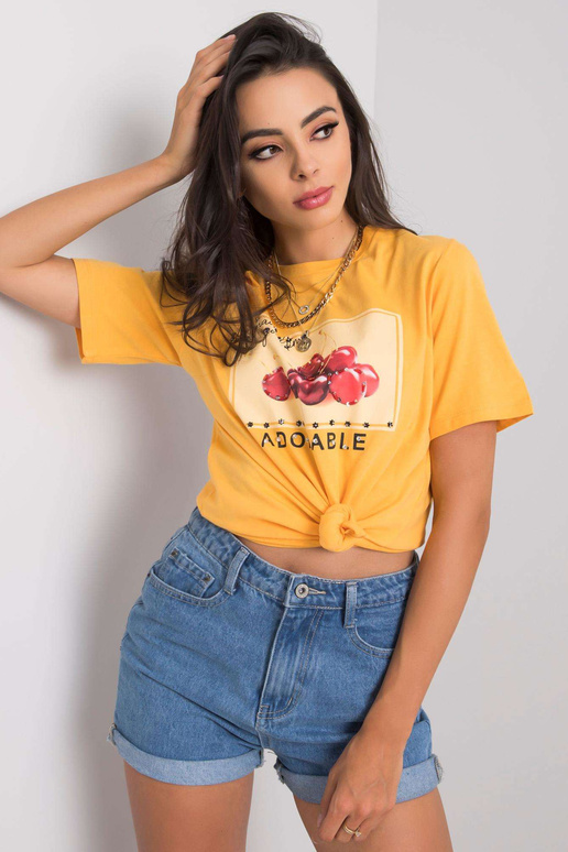 Heleoranž Ramira aplikatsiooniga t-särk