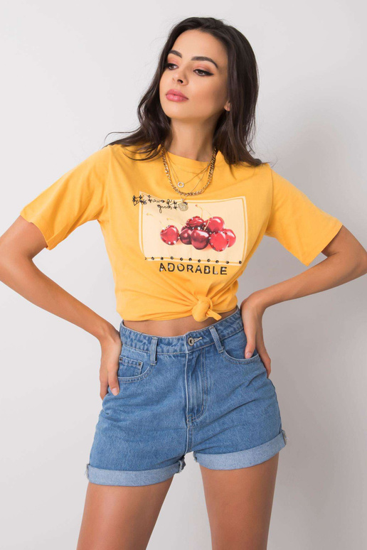 Heleoranž Ramira aplikatsiooniga t-särk