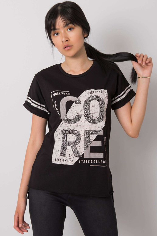 Must T-särk trükiga Amber Must T-särk trükiga Amber