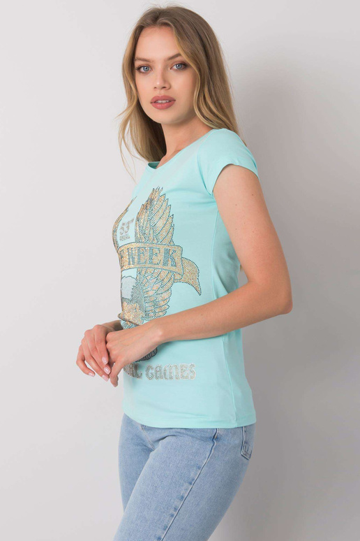 Helesinine Haley aplikatsiooniga T-särk