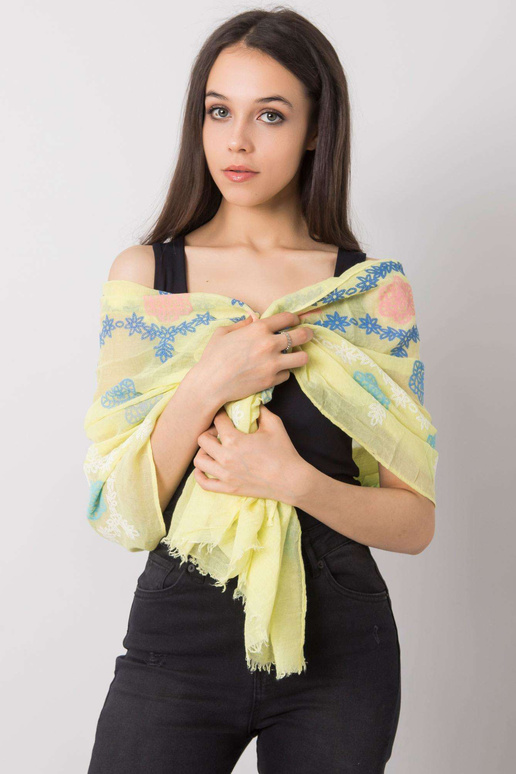 Kollane sall värvilise trükiga