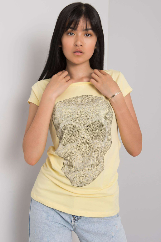 Helekollane Skull aplikatsiooniga t-särk Helekollane Skull aplikatsiooniga t-särk
