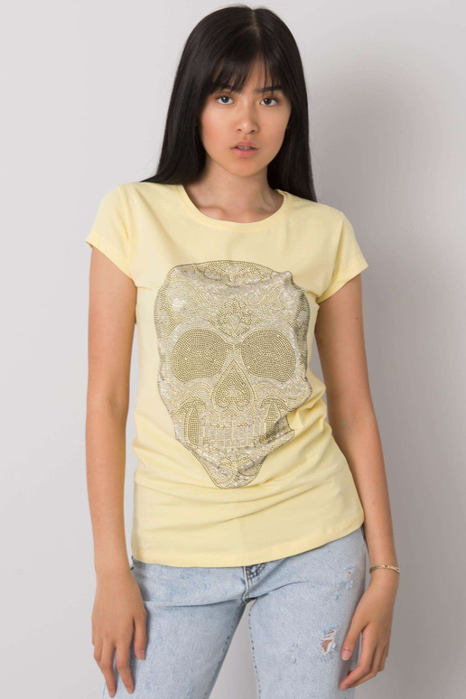 Helekollane Skull aplikatsiooniga t-särk Helekollane Skull aplikatsiooniga t-särk