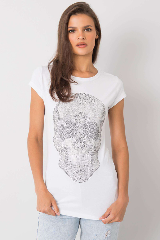 Valge T-särk Skull aplikatsiooniga
