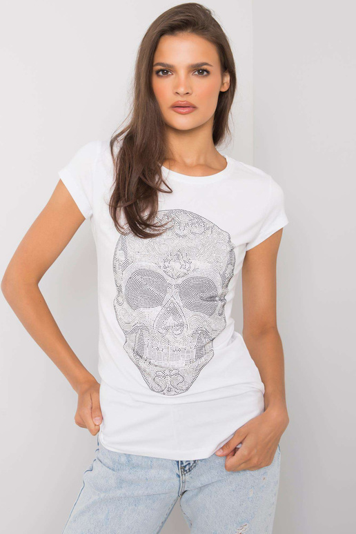 Valge T-särk Skull aplikatsiooniga