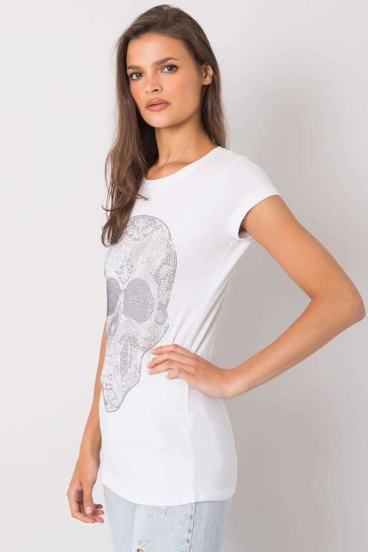 Valge T-särk Skull aplikatsiooniga