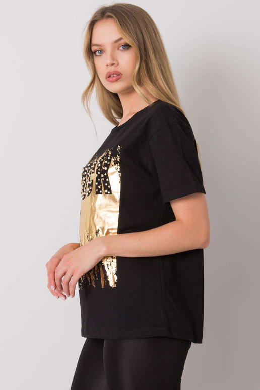 Must ingveritrükiga T-särk