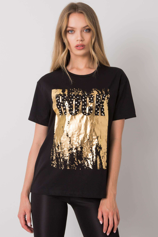 Must ingveritrükiga T-särk