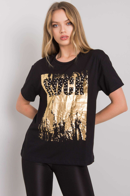 Must ingveritrükiga T-särk