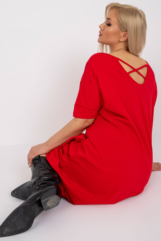 Bellamy Red Plus Size lühikeste varrukatega kleit