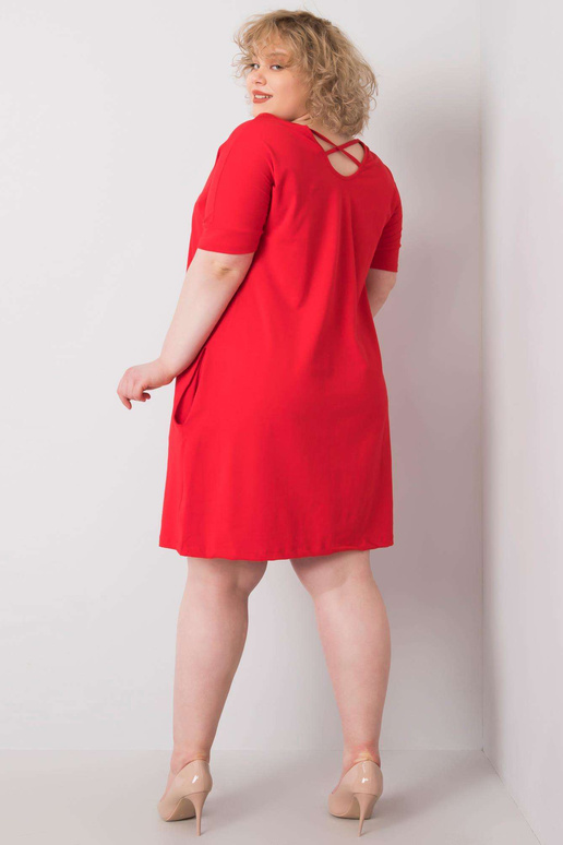 Bellamy Red Plus Size lühikeste varrukatega kleit