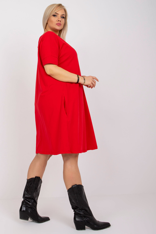 Bellamy Red Plus Size lühikeste varrukatega kleit
