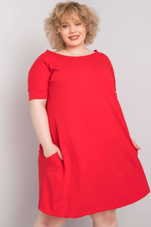 Bellamy Red Plus Size lühikeste varrukatega kleit