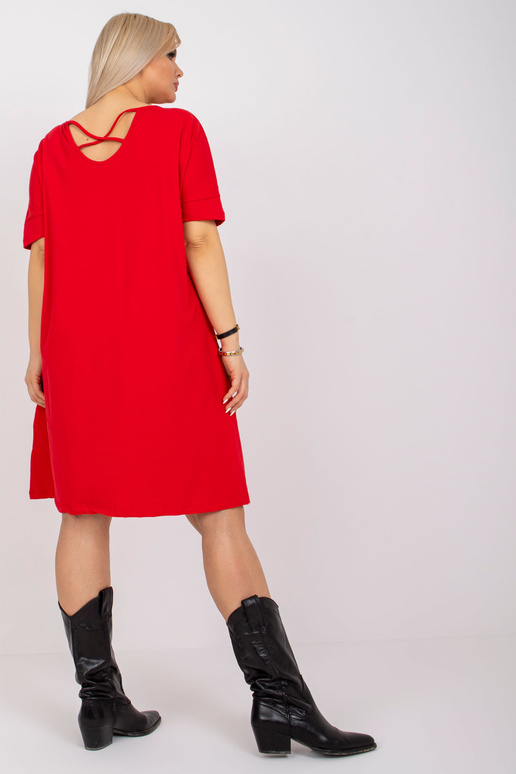 Bellamy Red Plus Size lühikeste varrukatega kleit