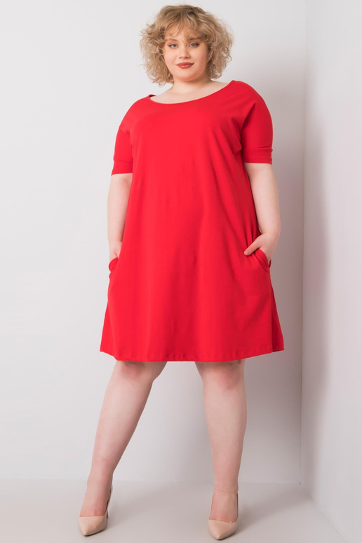 Bellamy Red Plus Size lühikeste varrukatega kleit