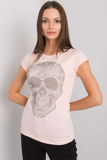 Heleroosa Skull aplikatsiooniga t-särk 2