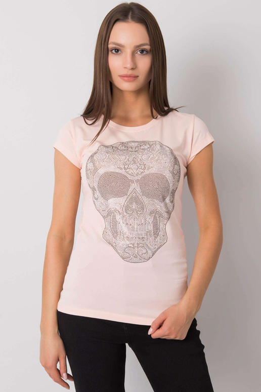 Heleroosa Skull aplikatsiooniga t-särk