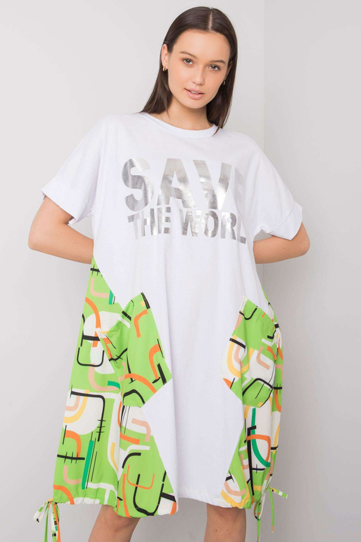 Valge ja roheline kleit Ebba kirjaga