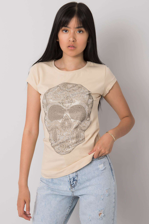 Beež Skull aplikatsiooniga t-särk Beež Skull aplikatsiooniga t-särk