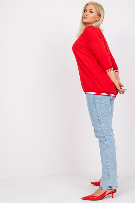 Punane Plus Size Pearl puuvillane pluus