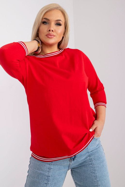 Punane Plus Size Pearl puuvillane pluus