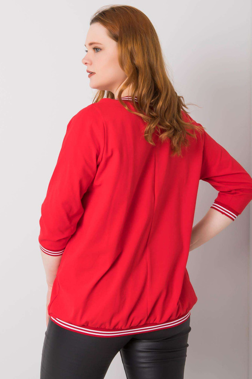 Punane Plus Size Pearl puuvillane pluus