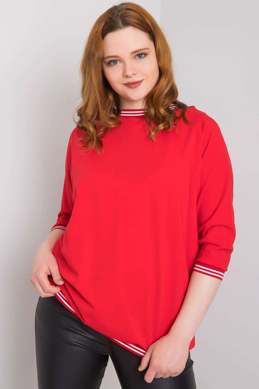 Punane Plus Size Pearl puuvillane pluus