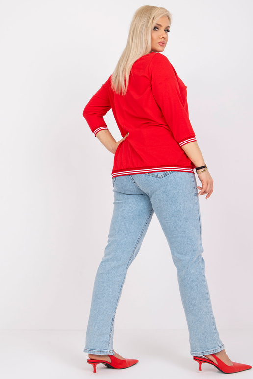 Punane Plus Size Pearl puuvillane pluus