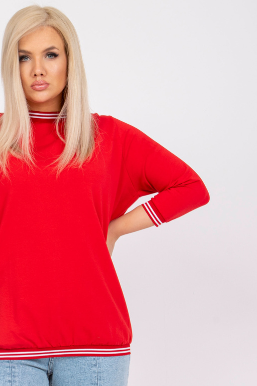 Punane Plus Size Pearl puuvillane pluus