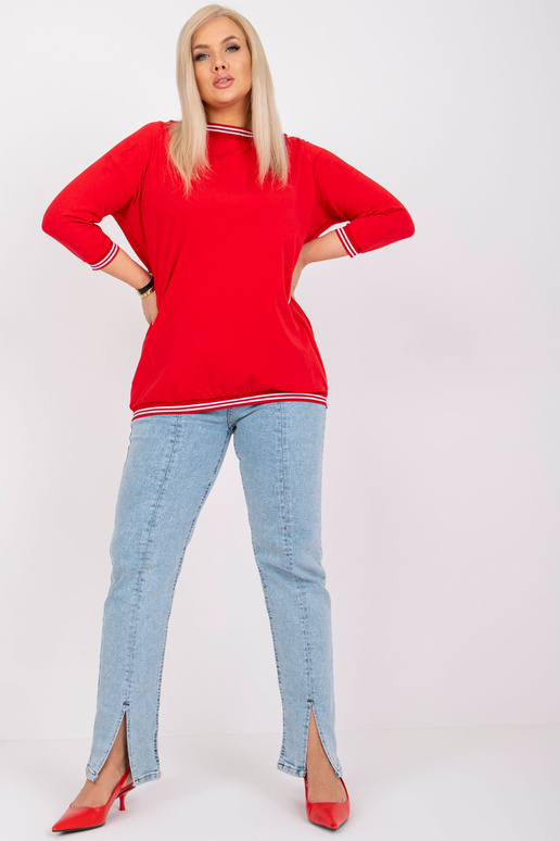 Punane Plus Size Pearl puuvillane pluus