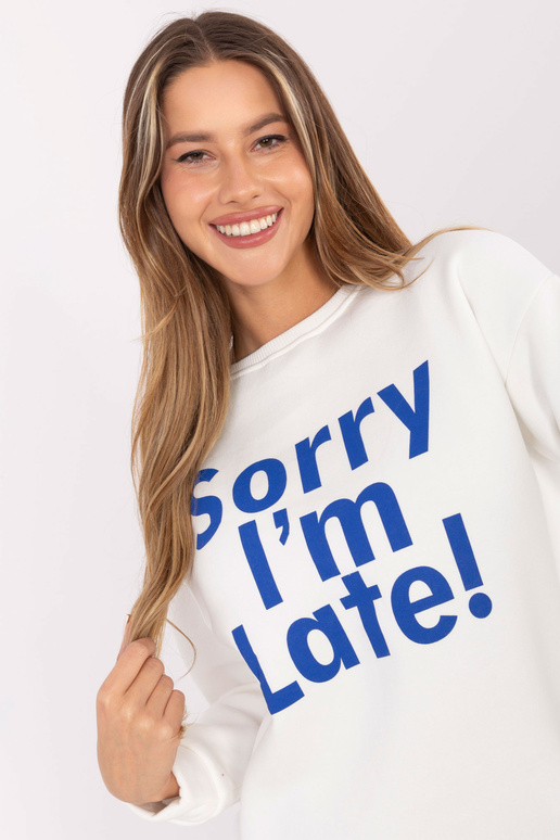 Ecru-sinine Kailee kirjaga dressipluus