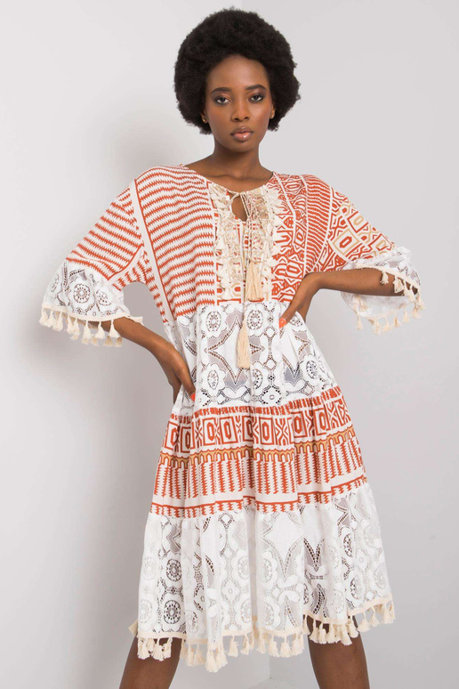 Nayeli tumeoranž boho kleit