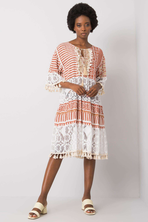 Nayeli tumeoranž boho kleit