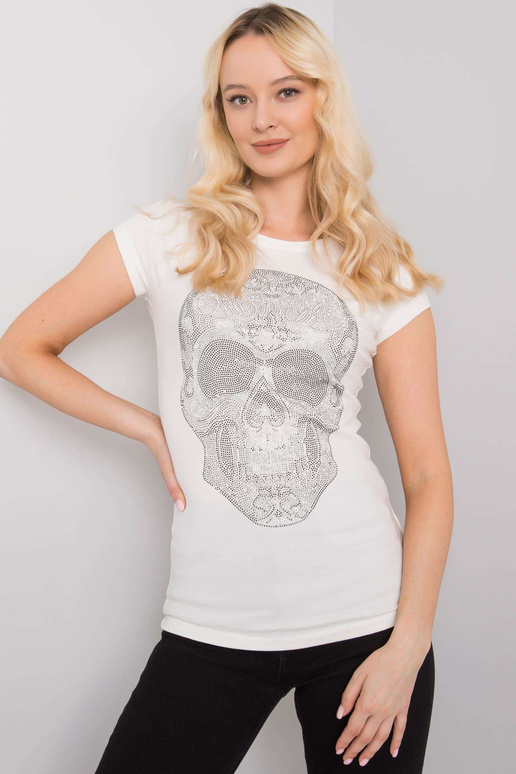 Ecru t-särk Skull aplikatsiooniga