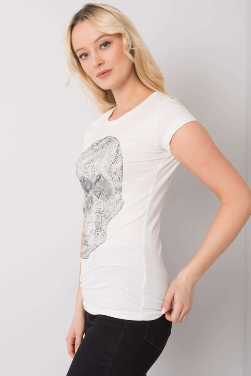 Ecru t-särk Skull aplikatsiooniga