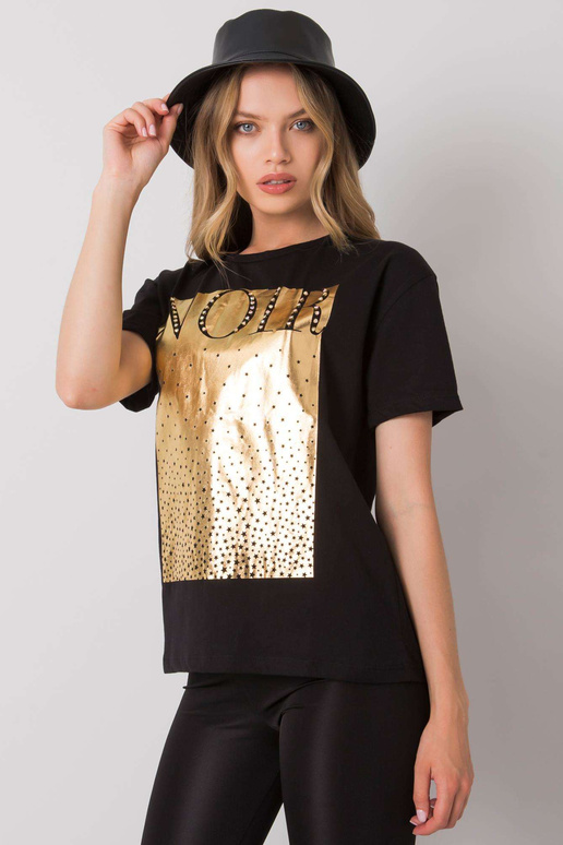 Must Gabee trükiga T-särk