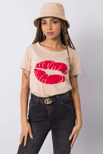 Beež T-särk trükiga Tiziana...