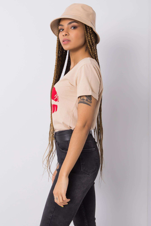 Beež T-särk trükiga Tiziana OCH BELLA