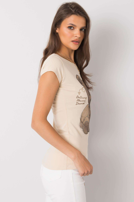 Beež T-särk Misha aplikatsiooniga Beež T-särk Misha aplikatsiooniga