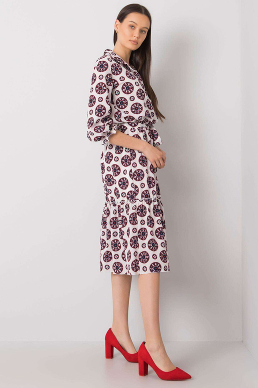 Valge ja punane printidega kleit Avelina