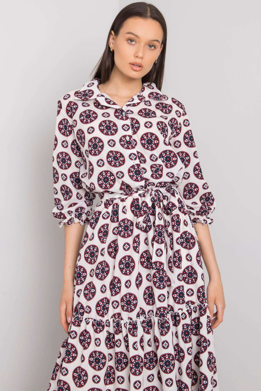 Valge ja punane printidega kleit Avelina