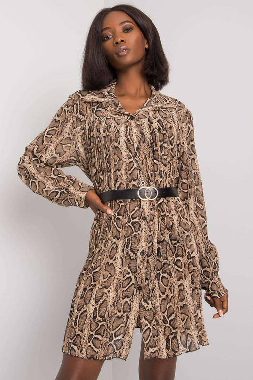 Beež ja must Aishani plisseeritud kleit