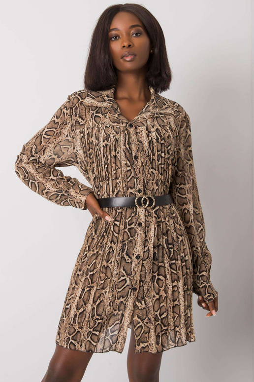 Beež ja must Aishani plisseeritud kleit