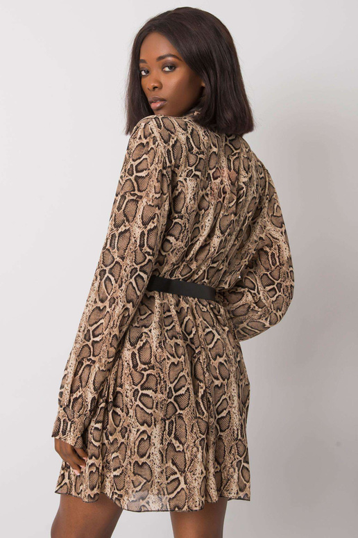 Beež ja must Aishani plisseeritud kleit