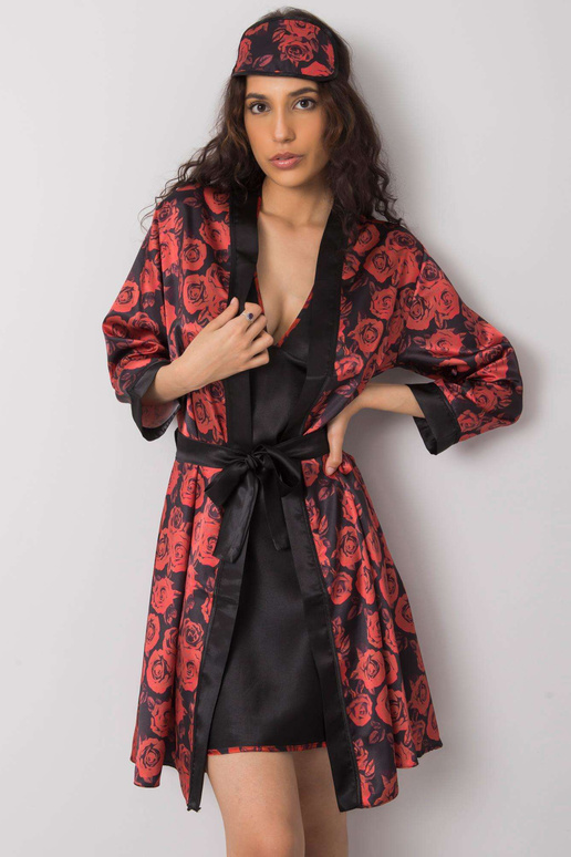 Must lilledega voodikomplekt